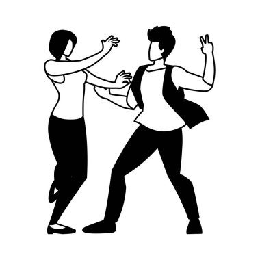 Beyaz arka planda dans eden çiftlerin silueti