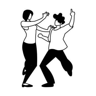 Beyaz arka planda dans eden çiftlerin silueti