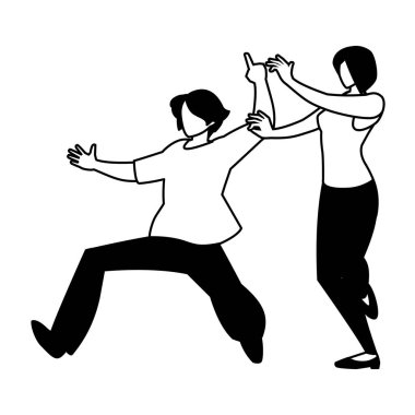 Beyaz arka planda dans eden çiftlerin silueti