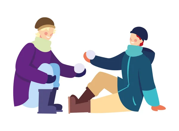 Men with winter clothes on white background — Stock Vector