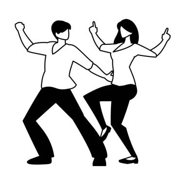 Beyaz arka planda dans eden çiftlerin silueti