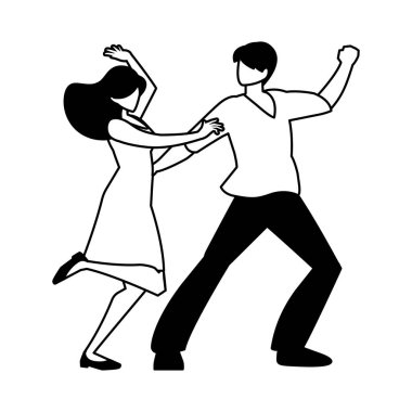 Beyaz arka planda dans eden çiftlerin silueti