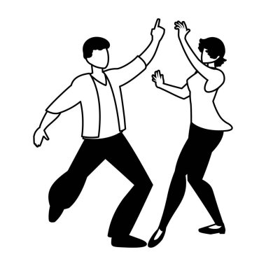 Beyaz arka planda dans eden çiftlerin silueti