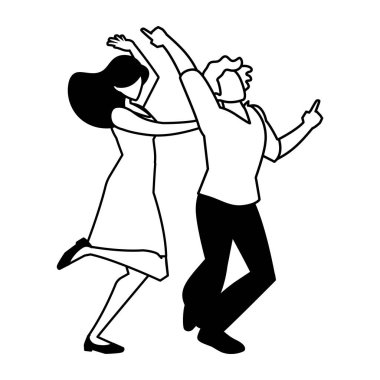 Beyaz arka planda dans eden çiftlerin silueti