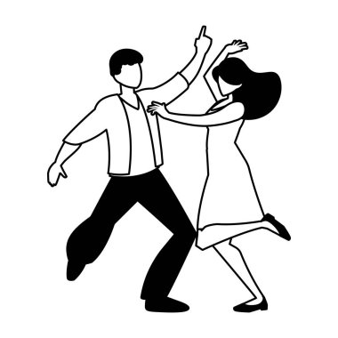 Beyaz arka planda dans eden çiftlerin silueti