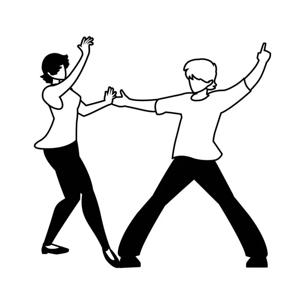Silhouette eines Paares in Tanzpose auf weißem Hintergrund — Stockvektor