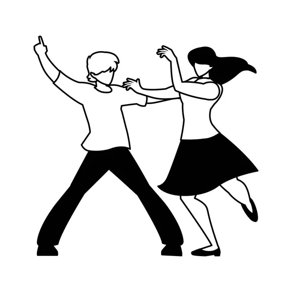 Sylwetka pary w pozie tańca na białym tle — Wektor stockowy