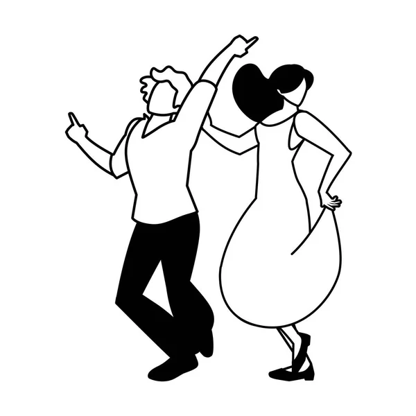 Σιλουέτα του ζευγαριού σε στάση χορού σε λευκό φόντο — Διανυσματικό Αρχείο