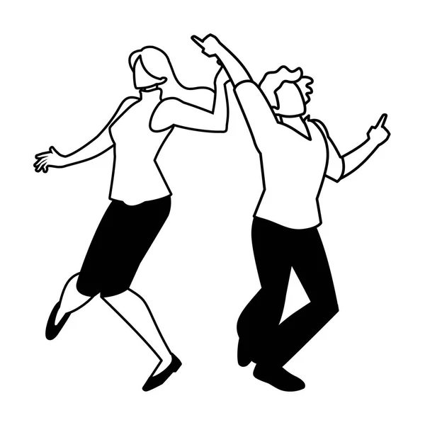 Silueta páru v póze tance na bílém pozadí — Stockový vektor