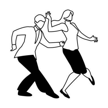 Beyaz arka planda dans eden çiftlerin silueti