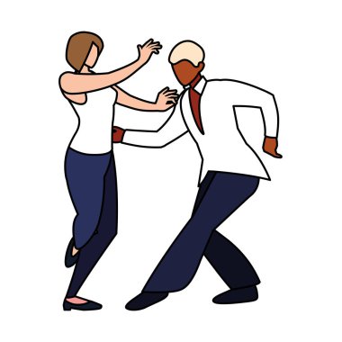 Beyaz arka planda dans eden birkaç kişi.