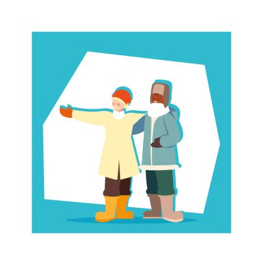 Kışlık elbiseli adamların sahnesi