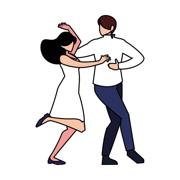 Пара людей в позе танцующих на белом фоне — стоковый вектор