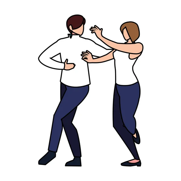 Pareja de personas en pose de baile sobre fondo blanco — Vector de stock