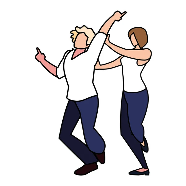 Coppia di persone in posa di ballare su sfondo bianco — Vettoriale Stock