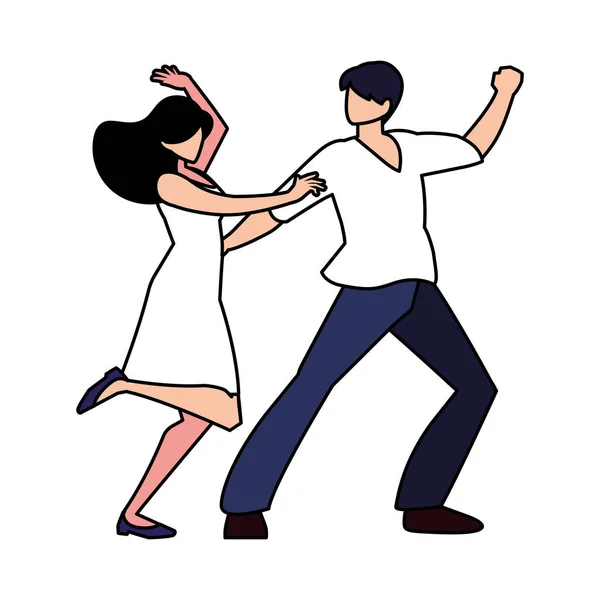 Couple de personnes en pose de danse sur fond blanc — Image vectorielle