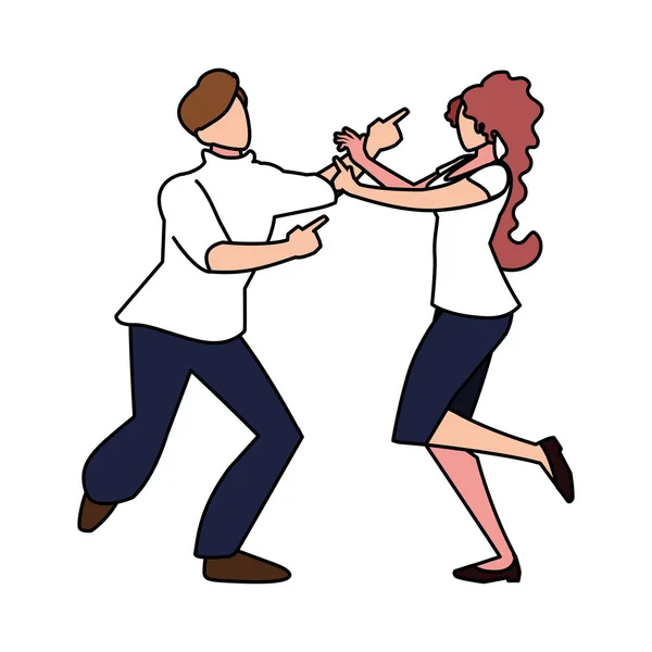 Couple de personnes en pose de danse sur fond blanc — Image vectorielle