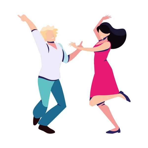 Pareja de personas en pose de baile sobre fondo blanco — Vector de stock