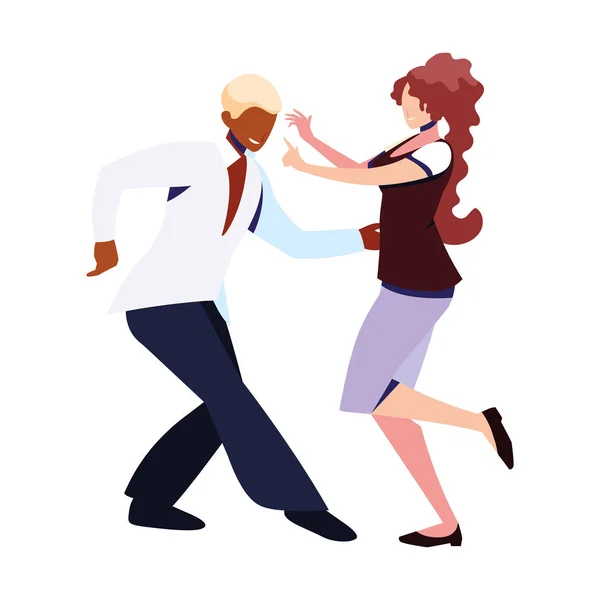 Couple of people in pose of dancing on white background — ストックベクタ