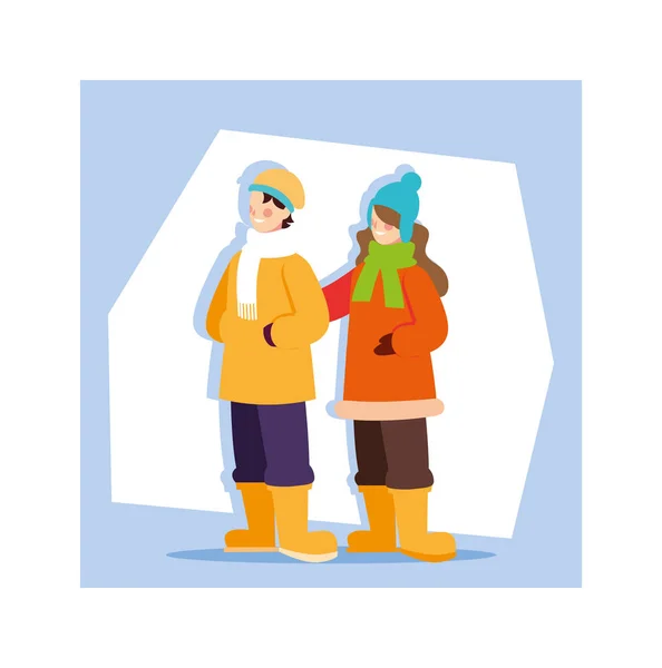 Romantisch scene van paar met winter kleding — Stockvector