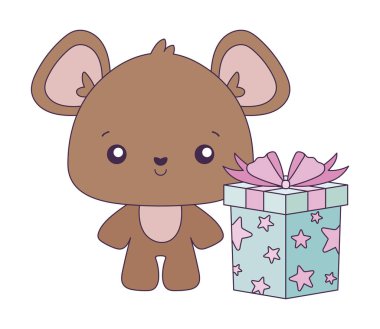 ayı çizgi filmi Mutlu yıllar konsept vektör tasarımı