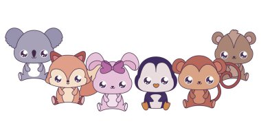 Kawaii hayvanları vektör tasarımı