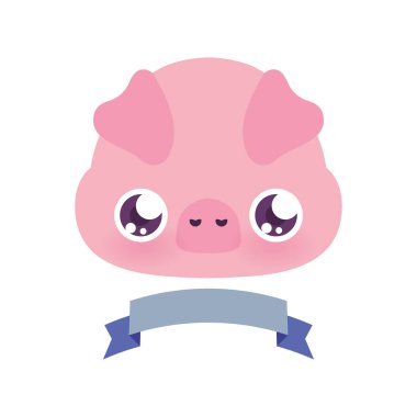 Kurdele vektör tasarımlı şirin domuz çizgi filmi.