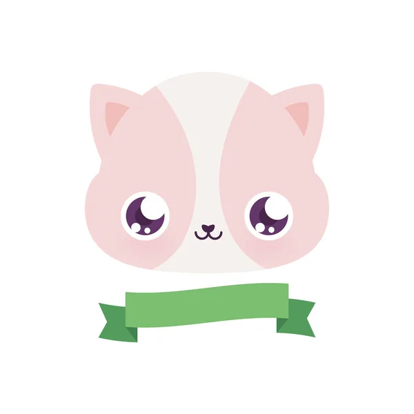Caricature de chat aigu avec dessin vectoriel de ruban — Image vectorielle