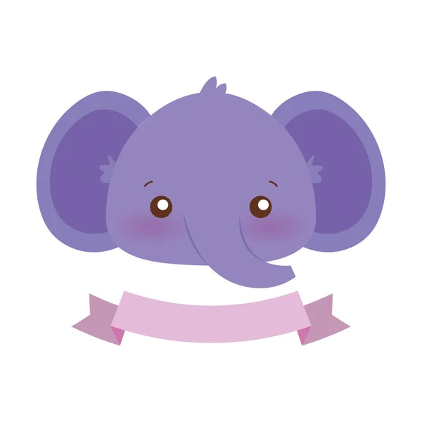 Leuke olifant cartoon met lint vector ontwerp — Stockvector