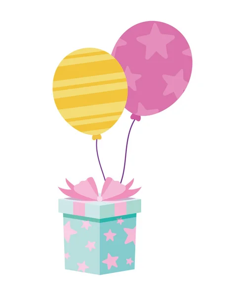 Regalo con corbata y globos de diseño vectorial — Vector de stock