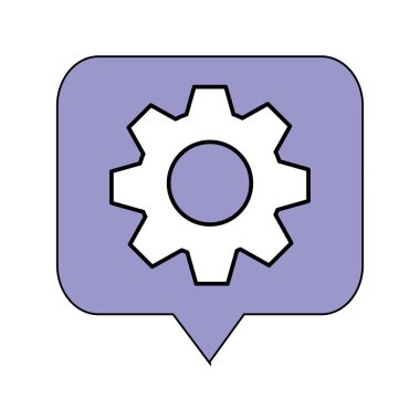 İletişim kabarcığı vektör tasarımı içindeki izole dişli