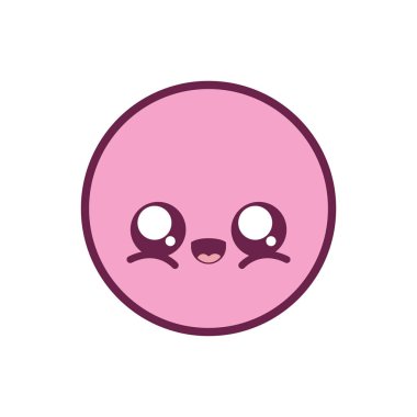 Mutlu daire kawaii çizgi film vektör tasarımı