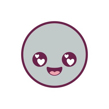 Mutlu daire kawaii çizgi film vektör tasarımı