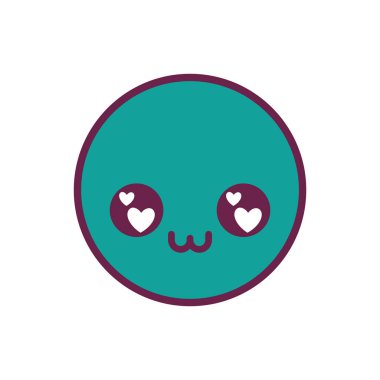 Mutlu daire kawaii çizgi film vektör tasarımı
