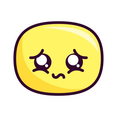 üzgün oval kawaii çizgi film vektör tasarımı