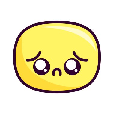 üzgün oval kawaii çizgi film vektör tasarımı