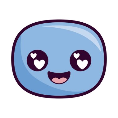 Mutlu oval kawaii çizgi film vektör tasarımı