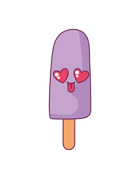 Conception vectorielle de dessin animé Kawaii popsicle — Image vectorielle