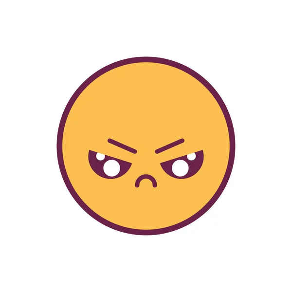 Angry circle kawaii cartoon vector design — Stock Vector