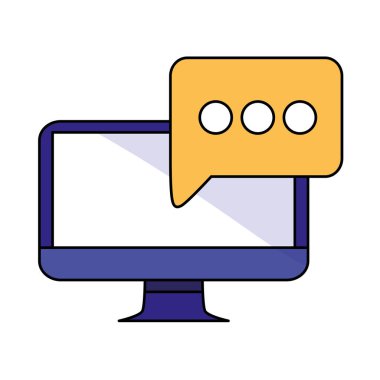 İzole bilgisayar ve kabarcık vektör tasarımı