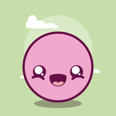 Mutlu kawaii daire karikatür vektör tasarımı