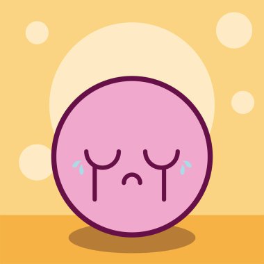Ağlayan kawaii daire çizgi film vektör tasarımı