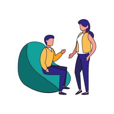 İzole kadın ve erkek avatar vektör tasarımı