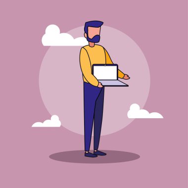 Avatar Adam ve Bulut vektör tasarımı