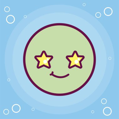 Mutlu kawaii daire karikatür vektör tasarımı