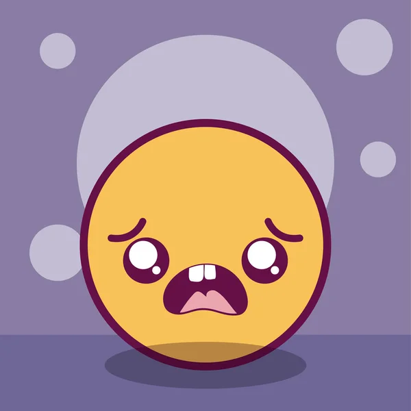 Triste kawaii círculo dibujos animados vector de diseño — Vector de stock