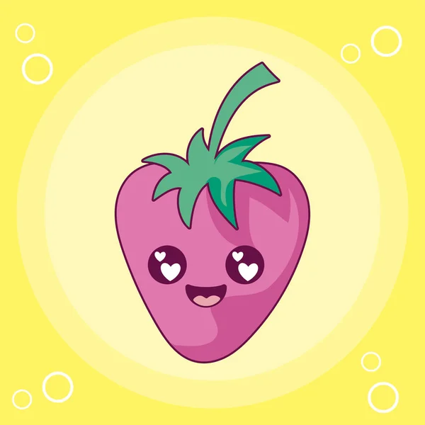 Kawaii strawberry cartoon vector design — Stock Vector