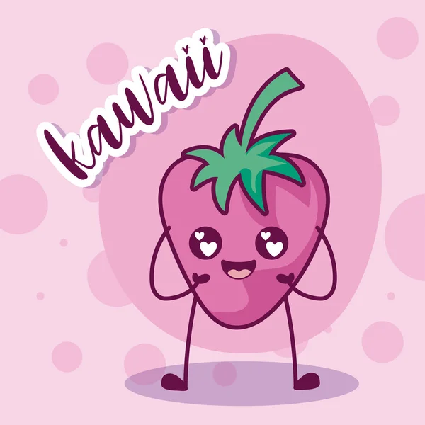 Kawaii Erdbeer Cartoon Vektor Design — Stockvektor