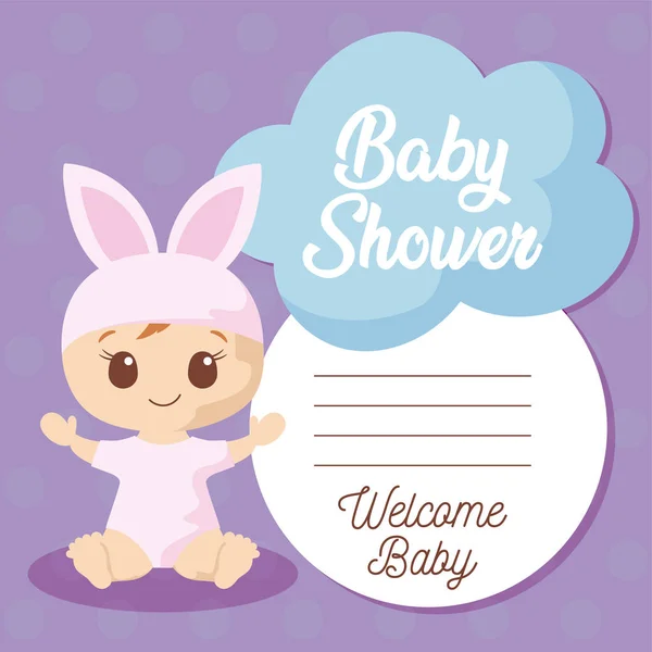 Baby shower invitation with baby cartoon vector design — Stock Vector
