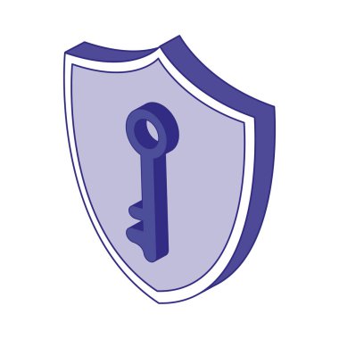 Güvenlik sistemi vektör tasarımının anahtarı ve kalkanı